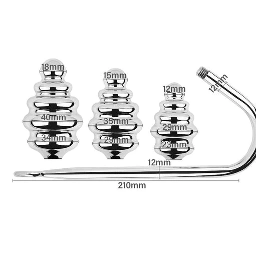 Anal Hooks GreatBenefit 8826 Hook Set Anal Ribbed Screw-in 0125